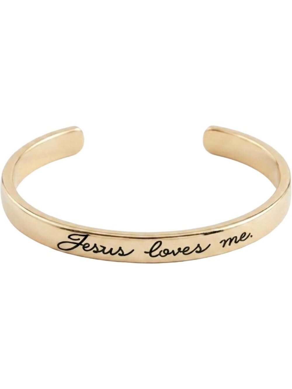 Gold Jesus Loves Me Bracelet for Baby Girls - Toddler Jewelry Bangle Cuff